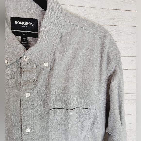 BONOBOS SLIM FIT LIGHT GRAY 100% COTTON BUTTON DOWN, SZ XL LONG - Picture 2 of 10